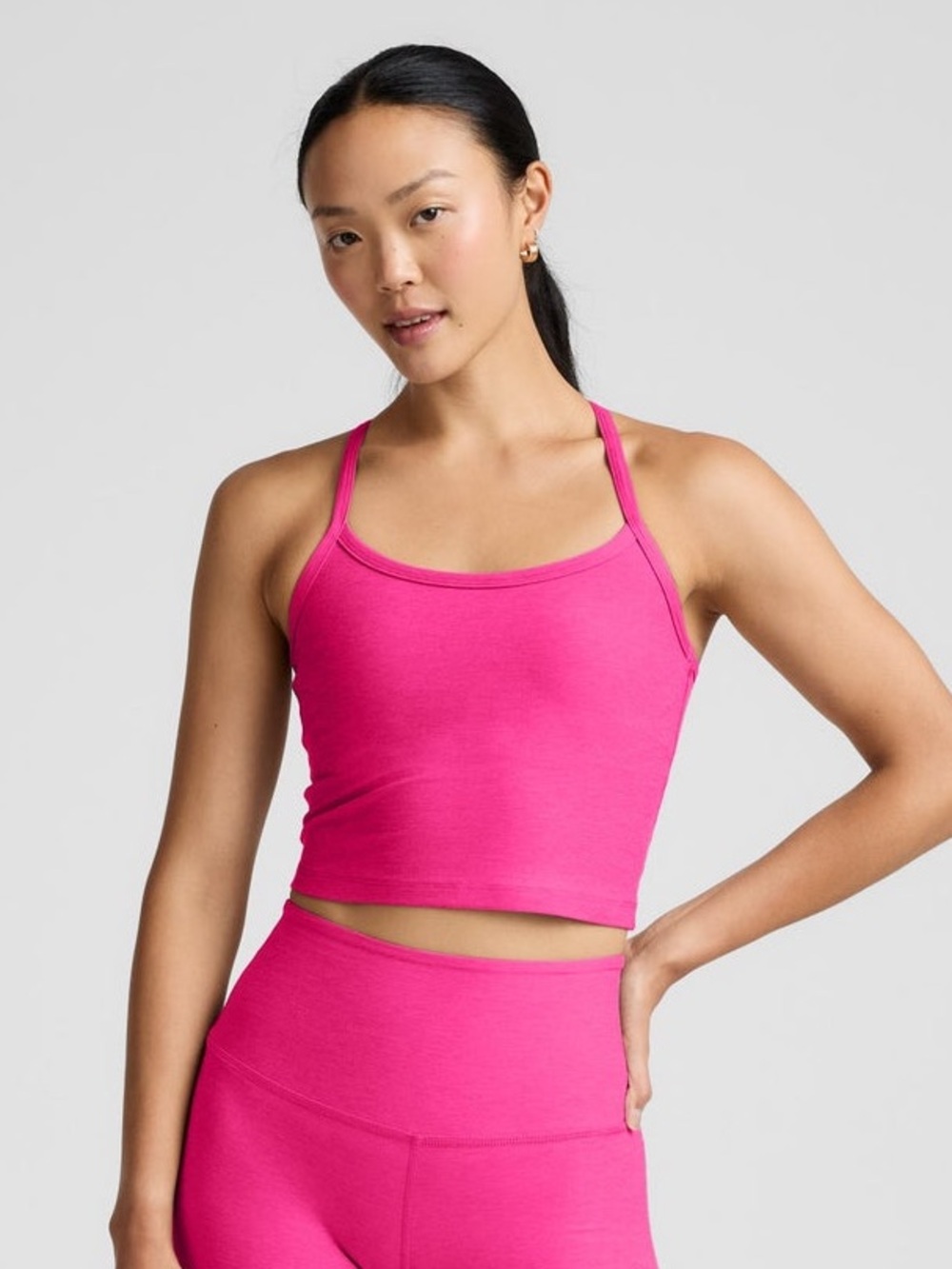 Beyond Yoga Spacedye Slim Racerback Cropped Tank Pink Size XS NEW - Picture 2 of 5